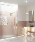 Frameless Shower Door Hinge With Enduroshield Glass Coating, Polished Brass Finish, Heavy Duty Pivot Hardware For 78 Inch By 60.5 Inch Shower Enclosures, No Fuss Install, Durable Glass Door Hardware, Sleek Modern Look on clear glass shower door
