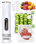 Handheld Compact Vacuum Sealer For Food, Portable Meal Saver That Locks In Freshness In 5 To 10 Seconds with sealed vegetables
