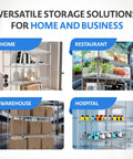 Beefy 5 Tier Heavy Duty Wire Shelving Rack With 4000 Lbs Capacity, 48 X 24 X 76 Chrome Wire Shelves On Wheels With 4 Inch Casters, NSF Commercial Rolling Rack, Adjustable Storage For Garage Kitchen Warehouse shown for home, restaurant, warehouse, hospital