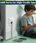 Three Port Type C And A Usb Charging Outlet With Screwless Wall Plate 15 Amp Receptacle Surge Protection White Two Pack Real Talk Totally Solid Build Straight Plug Simple Fix with USB cables in use.
