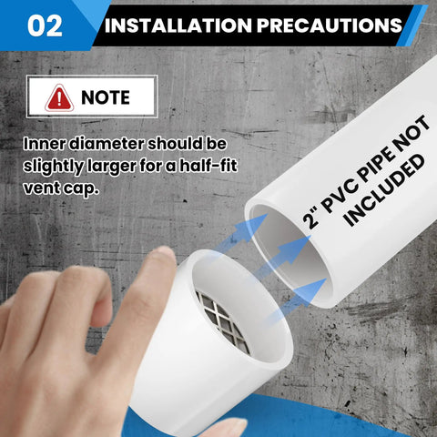 Two Inch Schedule 40 PVC Vent Cap With Mesh Screen And Stainless Steel Termination Cap for furnace pipeline installation guide