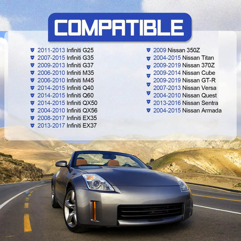 Compatibility list for Durable Positive Battery Fuse Holder With Battery Terminal Connector For Nissan 350Z 370Z and Infiniti models.