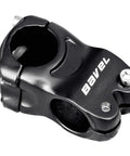 Sturdy 6061 Aluminum MTB Stem Riser 31 Point 8 Millimeter Front Fork Compatible Short Handlebar Stem For Mountain And Fixed Gear Bikes Lightweight Durable Quality, black view showing dual clamp design and bolt fixtures