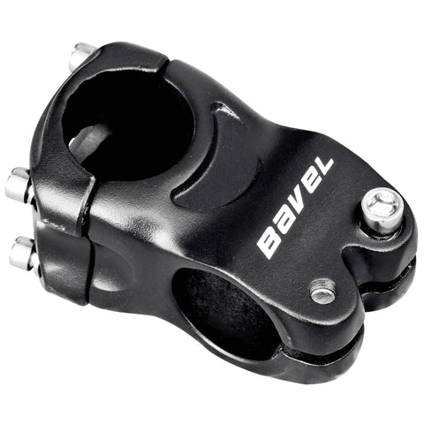 Sturdy 6061 Aluminum MTB Stem Riser 31 Point 8 Millimeter Front Fork Compatible Short Handlebar Stem For Mountain And Fixed Gear Bikes Lightweight Durable Quality, black view showing dual clamp design and bolt fixtures