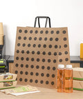 Polka Dot Kraft Paper Shopping Bags With Handles Large 15.9 By 9.8 By 17.3 Inch 100 Sustainable Takeout Bags For Weddings And Parties