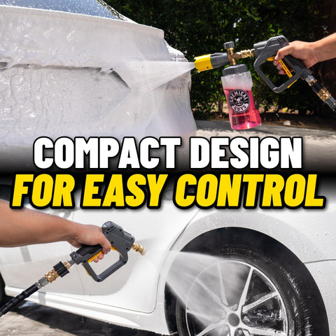 Snubby Pressure Washer Gun With Foam Cannon Attachment for Thick Clinging Foam Short Handle for Gas or Electric Washers