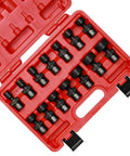 One Half Inch Drive Shallow Impact Universal Joint Swivel Socket Set SAE Seven Sixteenths To One And One Quarter Inch
