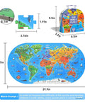 Hands-On World Map Puzzle For Kids Ages 4-8, 100 Piece Floor Puzzle with continents, landmarks, and handy storage box