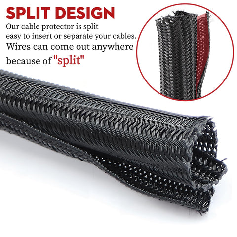 4 Gauge Copper Clad Aluminum Automotive Wire Kit 50 Feet Total With 25 Feet Red And 25 Feet Black Half Inch Wire Loom detail