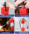 4 Pack 5LB ABC Dry Chemical Fire Extinguisher Haul For Home Kitchen Car And RV instructions for use in four steps.