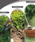 Two Prong Weed Puller Tool With Soft Grip Handle Stainless Steel Dandelion Weeder used for easy weed removal and transplanting