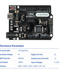 Leonardo R3 Microcontroller Development Board With USB Cable Kit For Easy Prototyping And DIY Projects, Plug And Play Arduino IDE Compatible, 20 Digital IO And 12 Analog Inputs, 16MHz Clock, ICSP Header, Reset Button, black PCB with USB-C port
