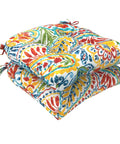 All Weather Tufted Wicker Chair Cushions Set Of 2 For Outdoor Patio Or Indoor Use, 19 Inch By 19 Inch By 4 Inch, Decorative Paisley Multi