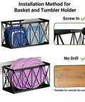 4 Pack No Drill Cabinet Door Lid Organizer For Plastic And Tumbler Lids Wall Mounted Kitchen Storage With Magnetic Straw Holder, showcasing installation methods.