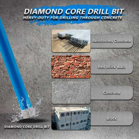 Wet Diamond Core Drill Bits For Concrete And Masonry With Rebar 6 1 2 Inch Size 15 Inch Drilling Depth Use On Various Materials