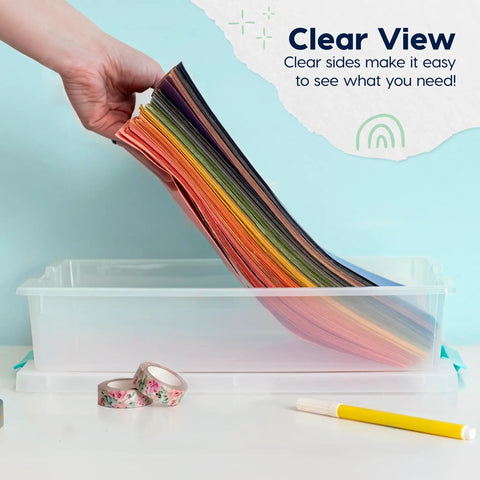 Premium Clear Storage Bins With Reliable Snap Lids 6 Quart Plastic Organizer Containers 4 Pack Made In Usa For Office Documents Notebooks And Files Gonna Keep Your Shelves Neat Straight Up A Must Have