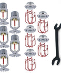 Hella Safe Chrome Fire Sprinkler Head Pendant Spray Kit 5 Pack with wrench and escutcheon for 1/2 inch threaded installation.