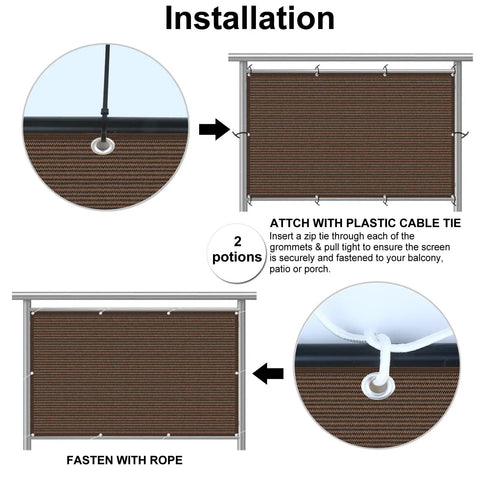 Installation guide for Outdoor Privacy Screen Mesh Windscreen For Balcony And Patio All Weather Weatherproof UV Protected