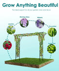 Flat Top Garden Arch Trellis For Climbing Plants Extra Large 11 Ft By 9 Ft Outdoor Metal Arbor for roses and wisteria