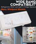 Plug And Play Refrigerator LED Light Replacement With Housing For Ceiling Right Side Easy Install Fits WRS322 And WRS325 Series Fridges Main LED Control Board Included, shown in product display with fridge interior.