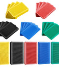 Top Notch Plastic Leveling Shims 300 Pack No Sweat Setup For Tile Floors And Cabinet Adjustment Multi Thickness Wedges Adjustable Support Blocks Color Coded Pro Handyman Kit in various colors.