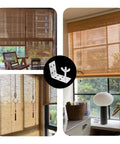 Image featuring bamboo woven wood window shades with 2 Pack Silver L Shaped Brackets With Wing Nuts For Roman Shades No Fuss Installation.
