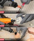 All In One 699 Piece Rotary Tool Accessories Kit with 1/8 Inch Shank Bits used for grinding, polishing, and cleaning in DIY projects.