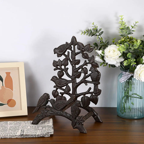 Cast Iron Garden Hose Holder Wall Mount For Outdoor Use Hose Hanger And Reel Storage Organizer Rack with decorative bird design