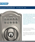 Front view of Camelot Electronic Keypad Deadbolt Lock For Front Door No Keys Needed With Keyless Entry And Mechanical Key Backup