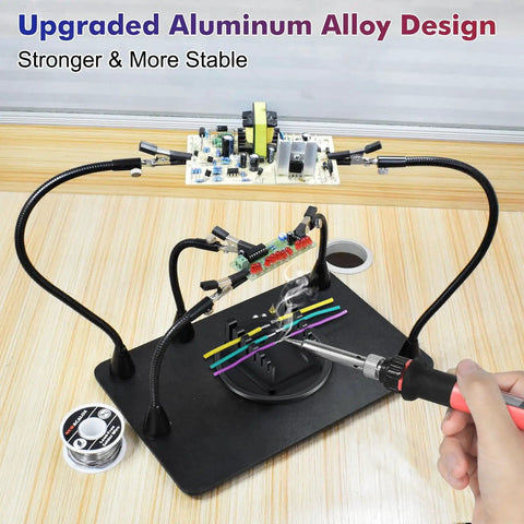 Game Changing Aluminum Alloy Magnetic Helping Hands Soldering Station with V-slots for precise soldering on workbench