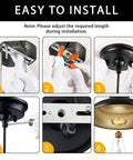 Installation instructions for Industrial Black Pendant Lights 2 Pack With Adjustable Metal Hanging Lamps E26 Base.