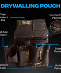 Go-To Heavy Duty Drywall Carpenter Tool Belt With 22 Pockets, Oil Tanned Leather Pouches, Double Stitching And Steel Rivets.