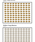 Packing list showing 200 sets of 9.74mm Antique Brass Metal Snap Set With 200 Durable Snaps And 6 Inch Fastener Pliers For Clothing And Leather Crafting.