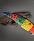 Colorful Parrot Pattern Folding Pocket Knife With Gradient Parrot-Scale Handle, 3-Inch Blue Coated Blade, 7.7 Inch Overall