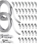 Hose Clamp Kit With Stainless Steel Worm Gear Straps And Holes, 32.8 Ft Total Length, 2 Sizes, 48 Fasteners on white background