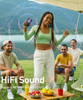 Group enjoying music outdoors with 5 Inch Touchscreen MP3 Player With 128GB Real Storage, Bluetooth, WiFi, Android 13