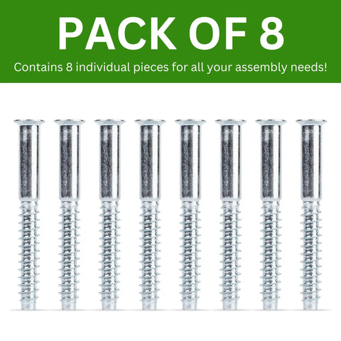 Spare DIY Furniture Screws Kit For Confirmat M7.0-2.4x60/33-35mm With 4mm Hex Recess Zinc Plated Steel Replacement Hardware Pack Of 8