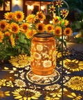 Solar Lanterns Outdoor Hanging Lights Waterproof For Yard Patio Porch Garden LED Decoration With Shepherd Hook Sunflower Pattern Cozy Warm Glow For Nighttime Ambiance Perfect Gift For Women Mom Grandma.