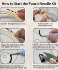 Chill Dope Beginner Punch Needle Starter Kit With Cute Bee Pattern step-by-step setup with embroidery hoop and tools