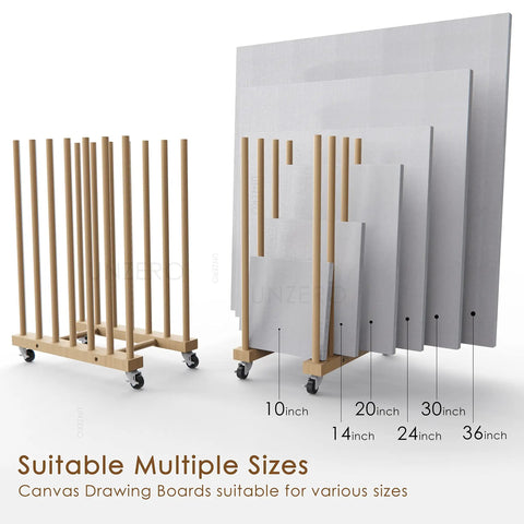 Rock Solid Beechwood Art Storage Rack With Locking Casters For Canvas Boards Frames And Drawing Panels Heavy Duty Studio Organizer Keeps Your Art Gear Tidy And Rolls Smoothly Right Wherever You Point It Today