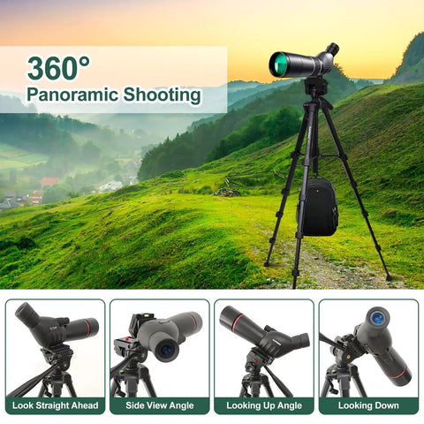 74 Inch Binocular Tripod With Adapter For Spotting Scope Monocular Telescope DSLR Phone And Projector 360° panoramic shooting.