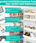 Open refrigerator showing Premium Top Freezer Door Gasket Seal 17.91 X 28.74 Inches For Refrigerator Replacement, Compatible With Frigidaire, Kenmore, Crosley Freezers, Beefed Up Seal That Fits Tight And Keeps Cold Air In installed.