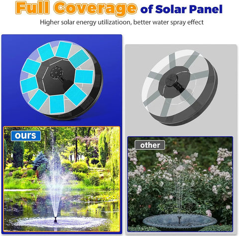 Solar Fountain Pump For Bird Bath And Garden Pond Outdoor Use, Upgraded 2.5W Solar Power, two solar pump designs comparison