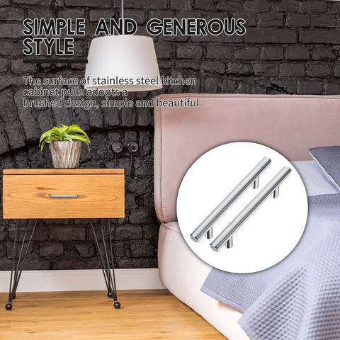 Bedroom with wooden nightstand featuring 50 Pack 6 Inch Brushed Stainless Steel Cabinet Pulls With Three And Three Quarters Inches Center To Center Spacing Includes 100 Screws