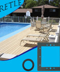 Replacement Above Ground Pool Skimmer And Return Gasket Kit 863000 with poolside view and gasket images