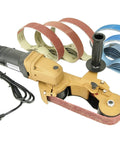 Pro Grade Pipe Sander With 25 Premium Abrasive Belts For Stainless Weld Prep And Rust Removal Heavy Duty Metal Grinding Machine with sanding belts.