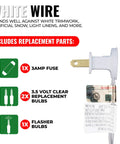 White wire with replacement parts for Clear Christmas String Lights On White Wire Cord, 35 Clear Lights, Indoor Use Only