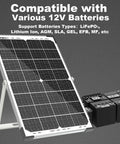 30W Solar Battery Charger And Maintainer With Beefed Up 10A MPPT Controller Upgrade, Waterproof 12V Solar Panel Kit Display