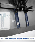 Vertical Vesa Extender Bracket And Adapter Plate For Low Profile Televisions Compatible With Ceiling Mounts showing installation detail and 6.5 inch extension.