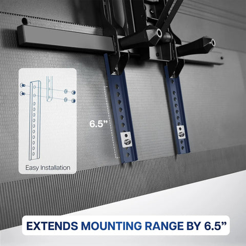Vertical Vesa Extender Bracket And Adapter Plate For Low Profile Televisions Compatible With Ceiling Mounts showing installation detail and 6.5 inch extension.
